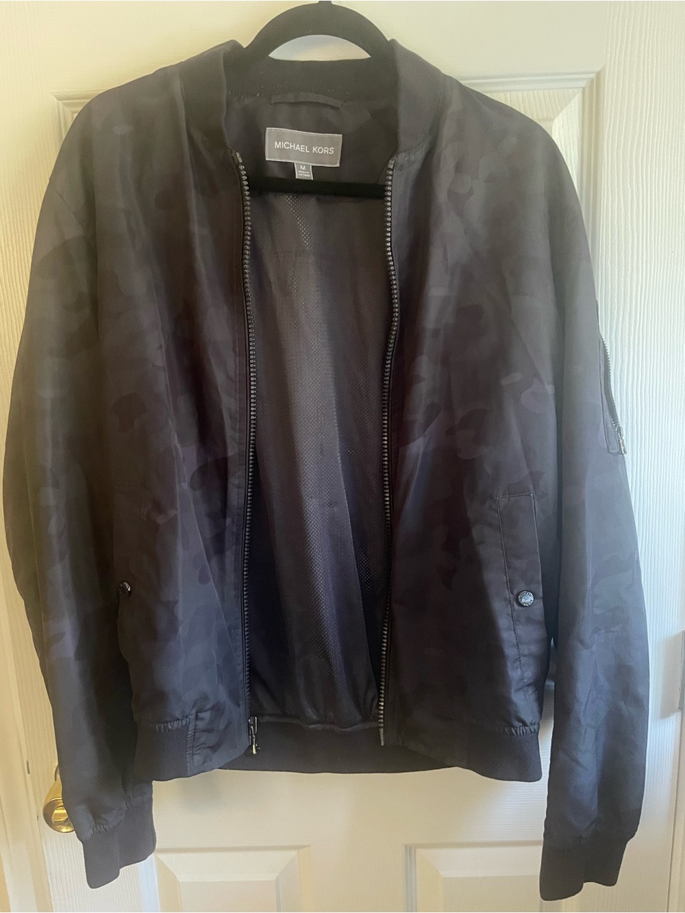 Michael Kors Men's Black Camo Bomber Jacket Size M
